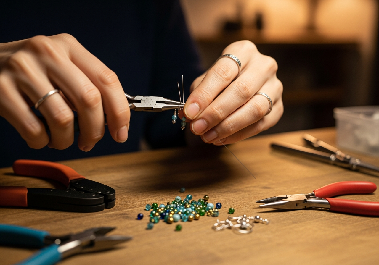 Процесс создания серёжек своими руками